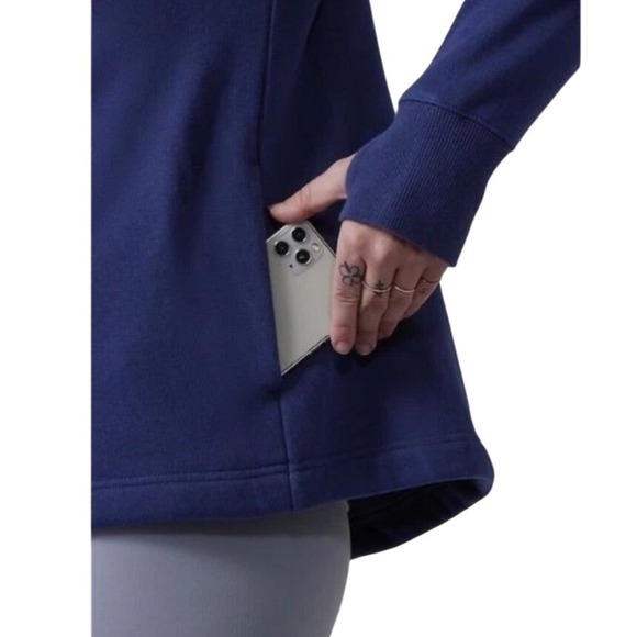 Athleta Women's Cozy Karma 1/4Zip Hoodie, Enchanted Blue, Size XS - Picture 3 of 11